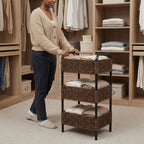 Three-Tier Woven Bathroom Organiser Basket, 11.81 × 7.87 × 23.62 in
