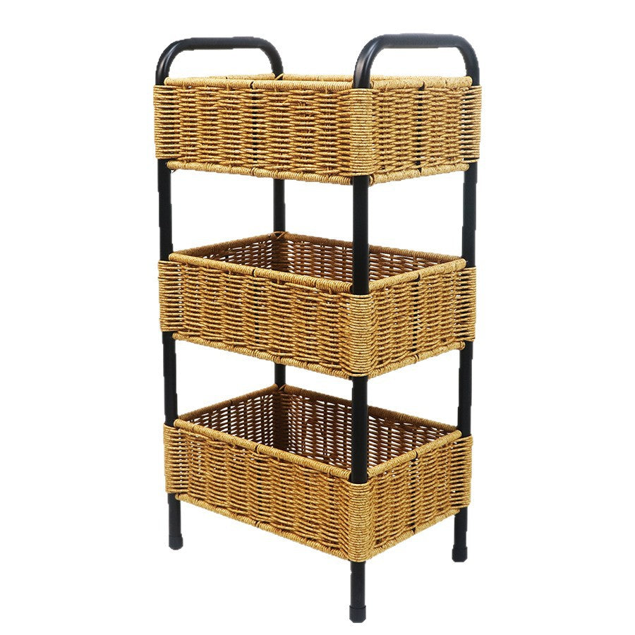 Three-Tier Woven Bathroom Organiser Basket, 11.81 × 7.87 × 23.62 in