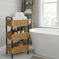 Three-Tier Woven Bathroom Organiser Basket, 11.81 × 7.87 × 23.62 in
