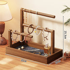 Tiered Wooden Jewellery and Bracelet Display Stand with Felt-Lined Tray