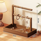 Tiered Wooden Jewellery and Bracelet Display Stand with Felt-Lined Tray