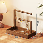 Tiered Wooden Jewellery and Bracelet Display Stand with Felt-Lined Tray