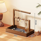 Tiered Wooden Jewellery and Bracelet Display Stand with Felt-Lined Tray