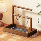 Tiered Wooden Jewellery and Bracelet Display Stand with Felt-Lined Tray