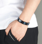 Titanium Magnetic Bracelet with Blue Gems, Adjustable, 21cm