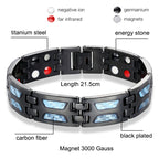Titanium Magnetic Bracelet with Blue Gems, Adjustable, 21cm