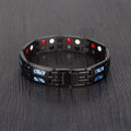 Titanium Magnetic Bracelet with Blue Gems, Adjustable, 21cm