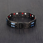 Titanium Magnetic Bracelet with Blue Gems, Adjustable, 21cm