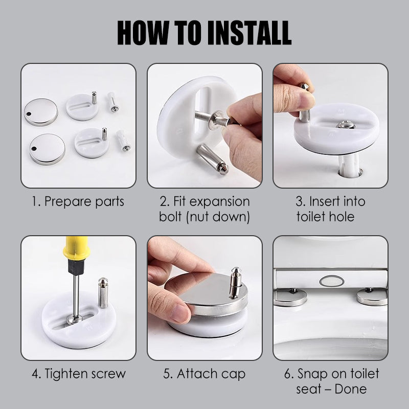 Toilet Seat Fixing Set with 304 Stainless Steel Screws