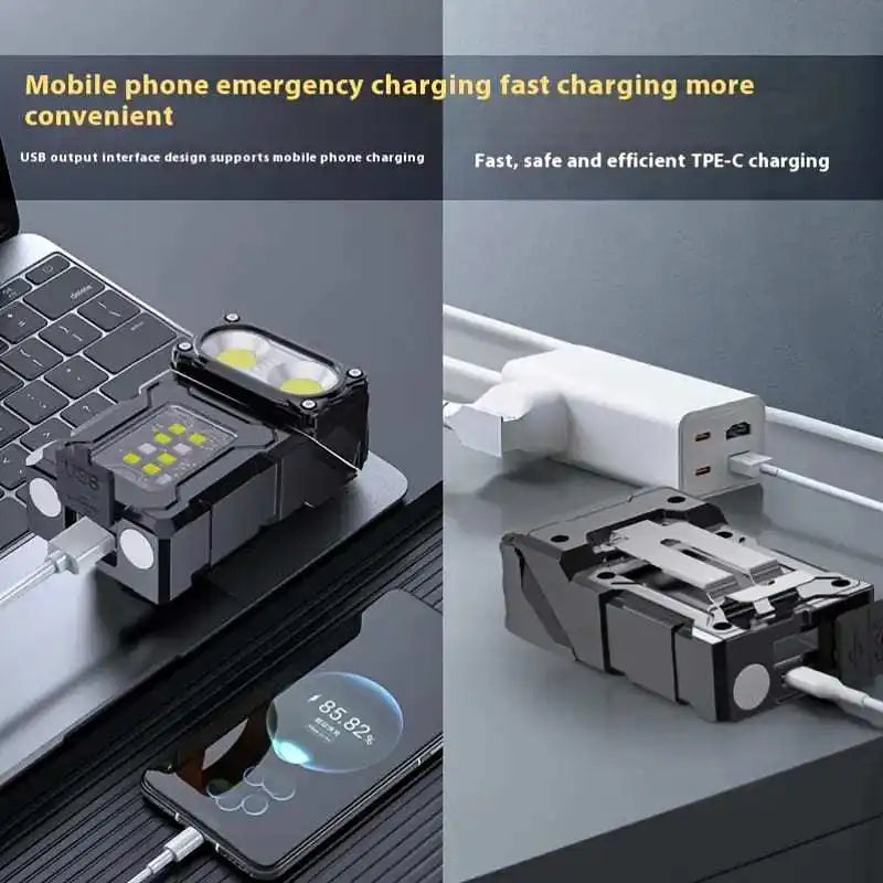 Tactical Mini LED Work Light - Usb-C Rechargeable, Magnetic Base, IPX4, 8.1cm, view 6