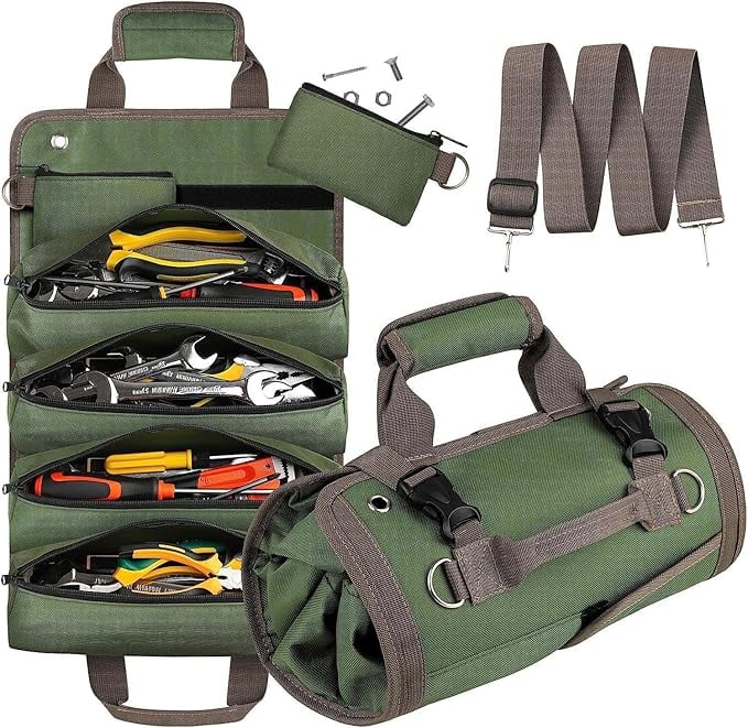 Foldable Tool Storage Bag - Water-Repellent, Lightweight, Mesh Pockets