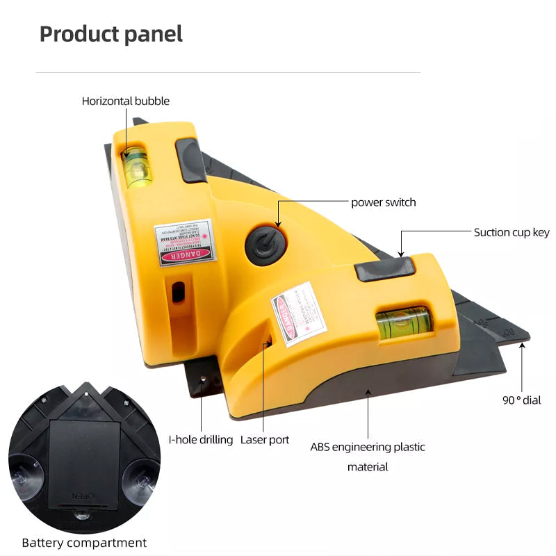 Multifunctional 90° Angle Laser Level for Indoor Use - Engineering Plastic Body, view 9