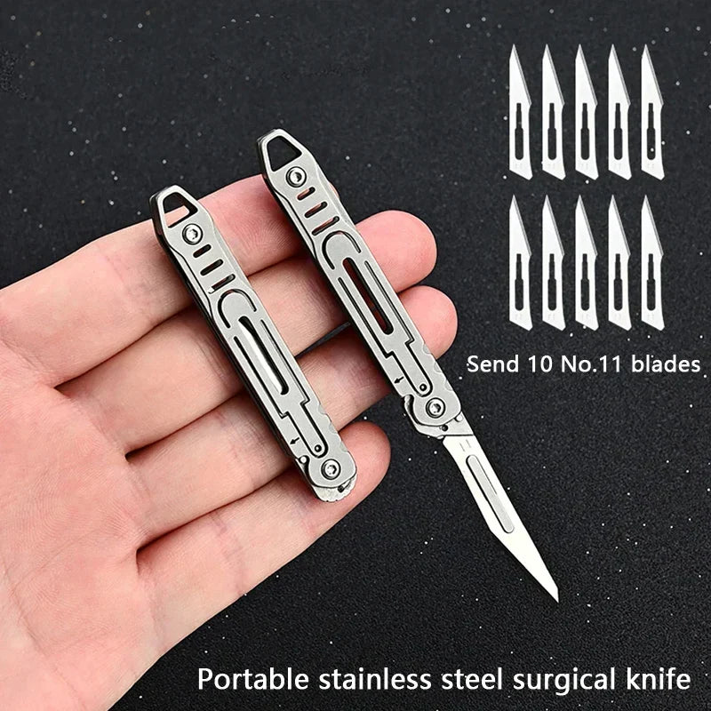 Foldable EDC Knife with Replaceable Stainless Steel Blades, 3cm Blade, view 4