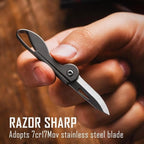 Mini Titanium Alloy Folding Pocket Knife - 7cr17Mov Steel Blade, 6g, view 2