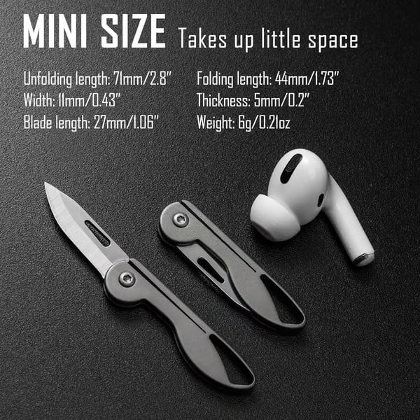 Mini Titanium Alloy Folding Pocket Knife - 7cr17Mov Steel Blade, 6g, view 5