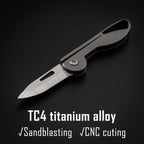 Mini Titanium Alloy Folding Pocket Knife - 7cr17Mov Steel Blade, 6g, view 7