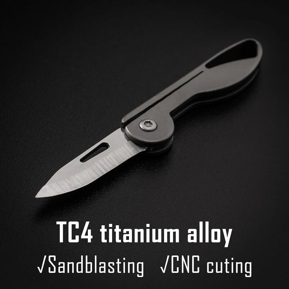 Mini Titanium Alloy Folding Pocket Knife - 7cr17Mov Steel Blade, 6g, view 7