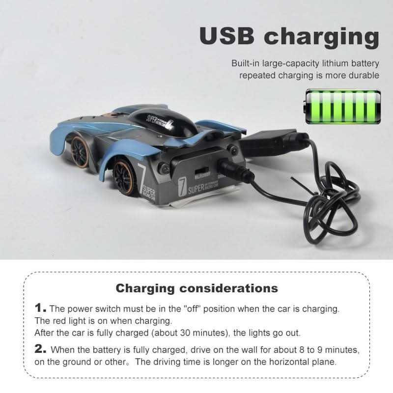 RC Stunt Car with Wall and Ceiling Drive - ABS Plastic, USB Rechargeable, view 7