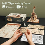 DIY Wooden Cello Music Box - 3D Puzzle, Self Playing, Brown Wood, view 2