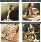 DIY Wooden Cello Music Box - 3D Puzzle, Self Playing, Brown Wood, view 3