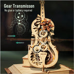 DIY Wooden Cello Music Box - 3D Puzzle, Self Playing, Brown Wood, view 4
