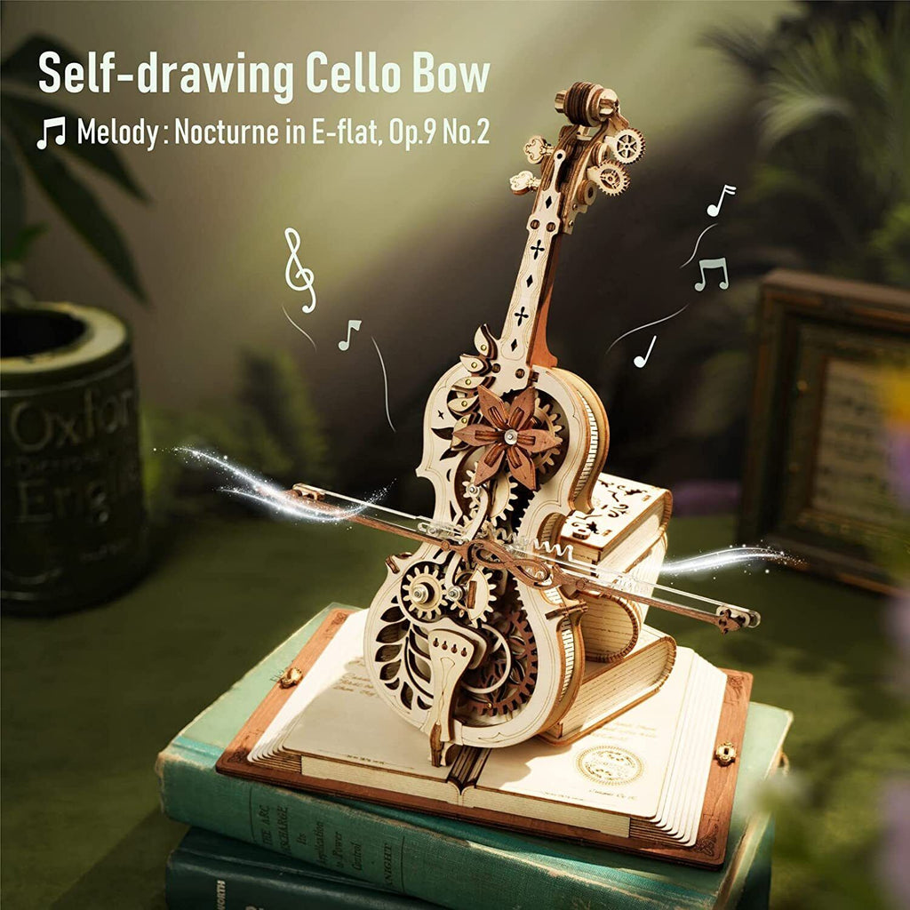 DIY Wooden Cello Music Box - 3D Puzzle, Self Playing, Brown Wood, view 5
