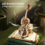 DIY Wooden Cello Music Box - 3D Puzzle, Self Playing, Brown Wood, view 5