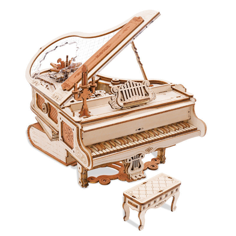 DIY Wooden Cello Music Box - 3D Puzzle, Self Playing, Brown Wood, view 9