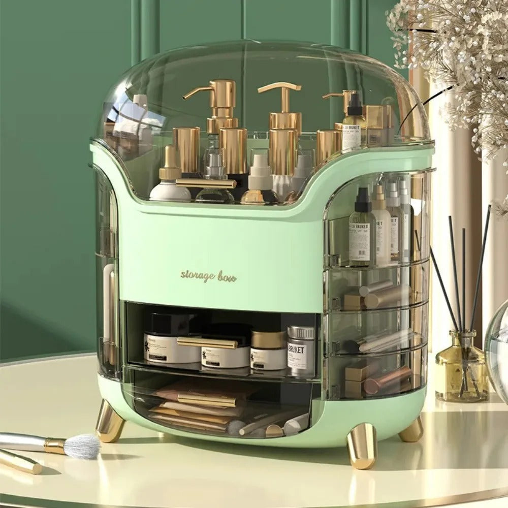 Transparent Makeup Organiser with Rotating Compartments and Drawers, 34 cm