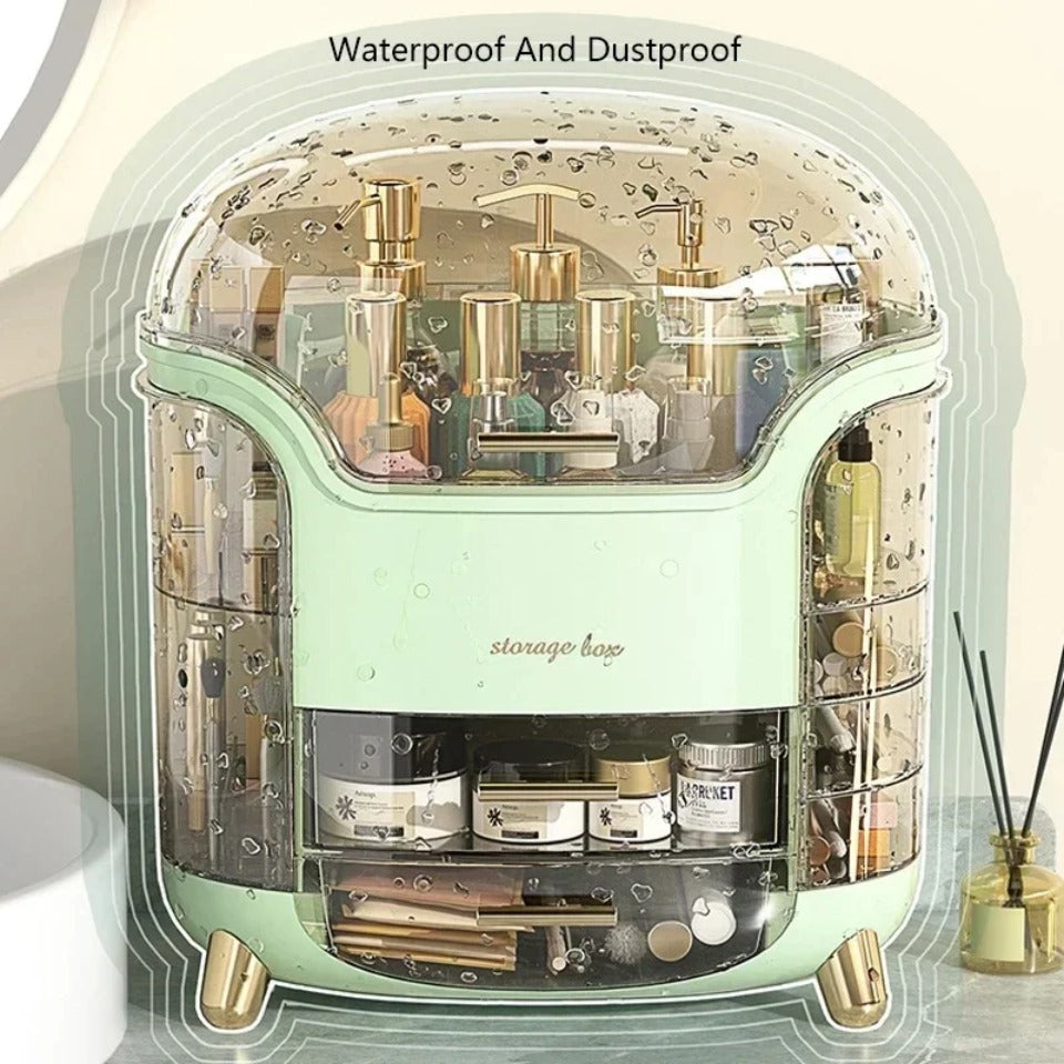 Transparent Makeup Organiser with Rotating Compartments and Drawers, 34 cm
