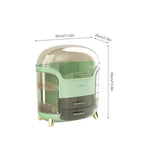 Transparent Makeup Organiser with Rotating Compartments and Drawers, 34 cm