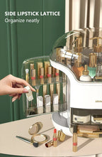 Transparent Makeup Organiser with Rotating Compartments and Drawers, 34 cm