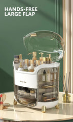 Transparent Makeup Organiser with Rotating Compartments and Drawers, 34 cm