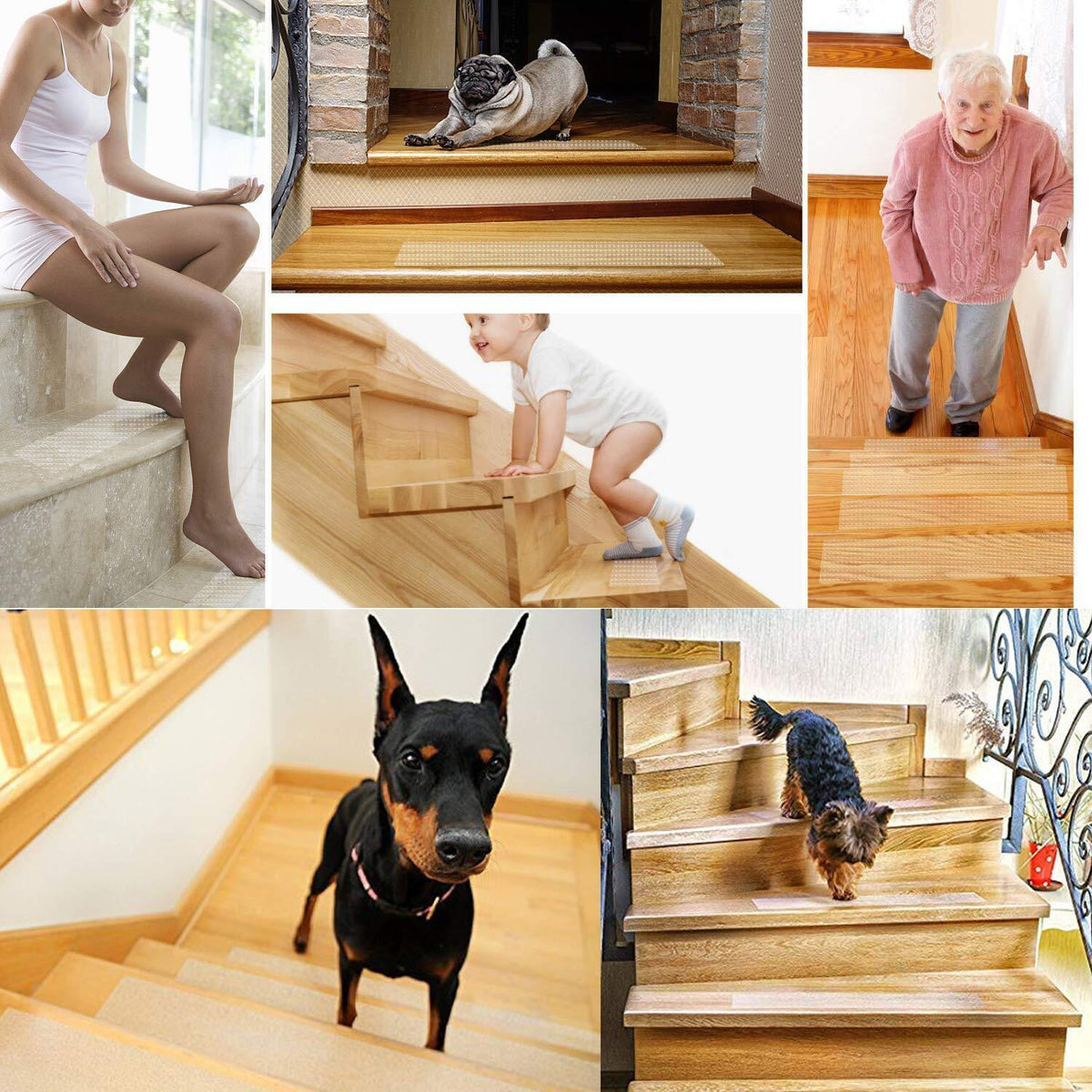 Transparent PEVA Indoor Stair Tread Strips, 10 cm x 61 cm
