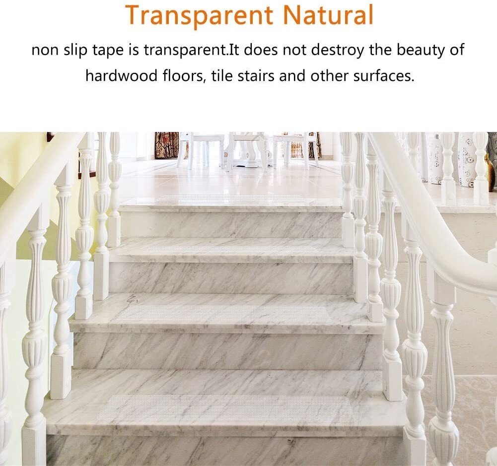 Transparent PEVA Indoor Stair Tread Strips, 10 cm x 61 cm