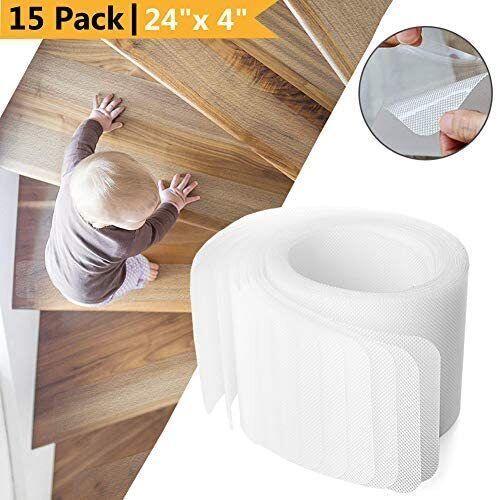 Transparent PEVA Indoor Stair Tread Strips, 10 cm x 61 cm