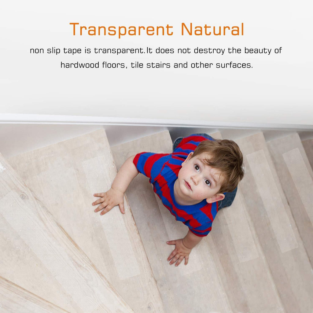 Transparent PEVA Indoor Stair Tread Strips, 10 cm x 61 cm