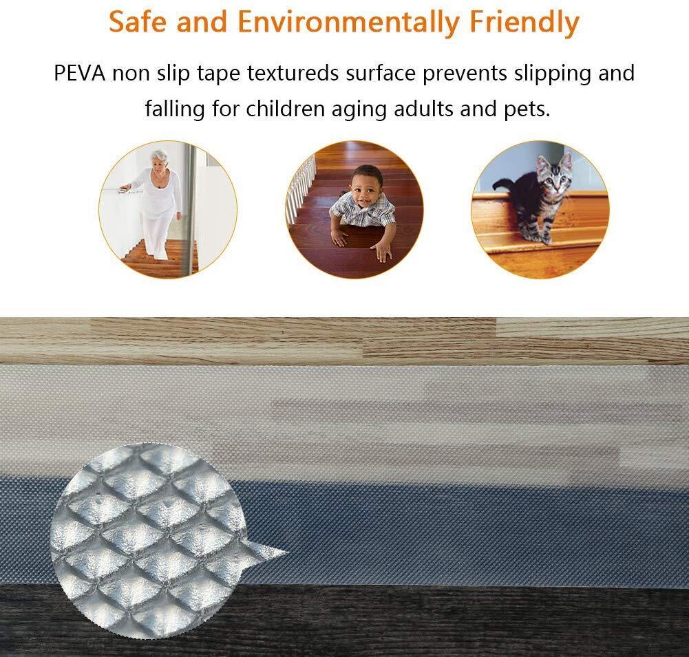 Transparent PEVA Indoor Stair Tread Strips, 10 cm x 61 cm