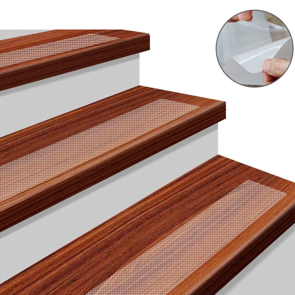 Transparent PEVA Indoor Stair Tread Strips, 10 cm x 61 cm