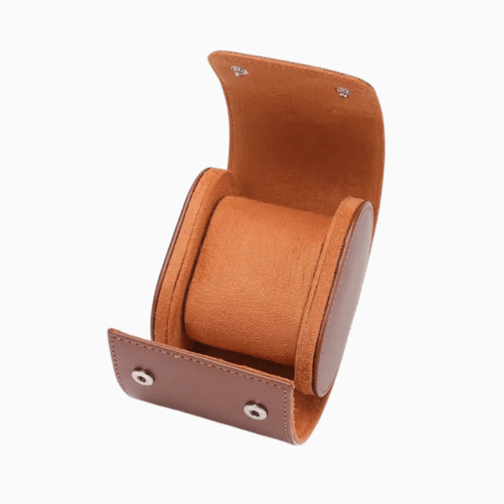 Leather Travel Watch Case for 1-3 Watches - Snap Closure, Lightweight, view 3