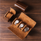 Leather Travel Watch Case for 1-3 Watches - Snap Closure, Lightweight, view 6