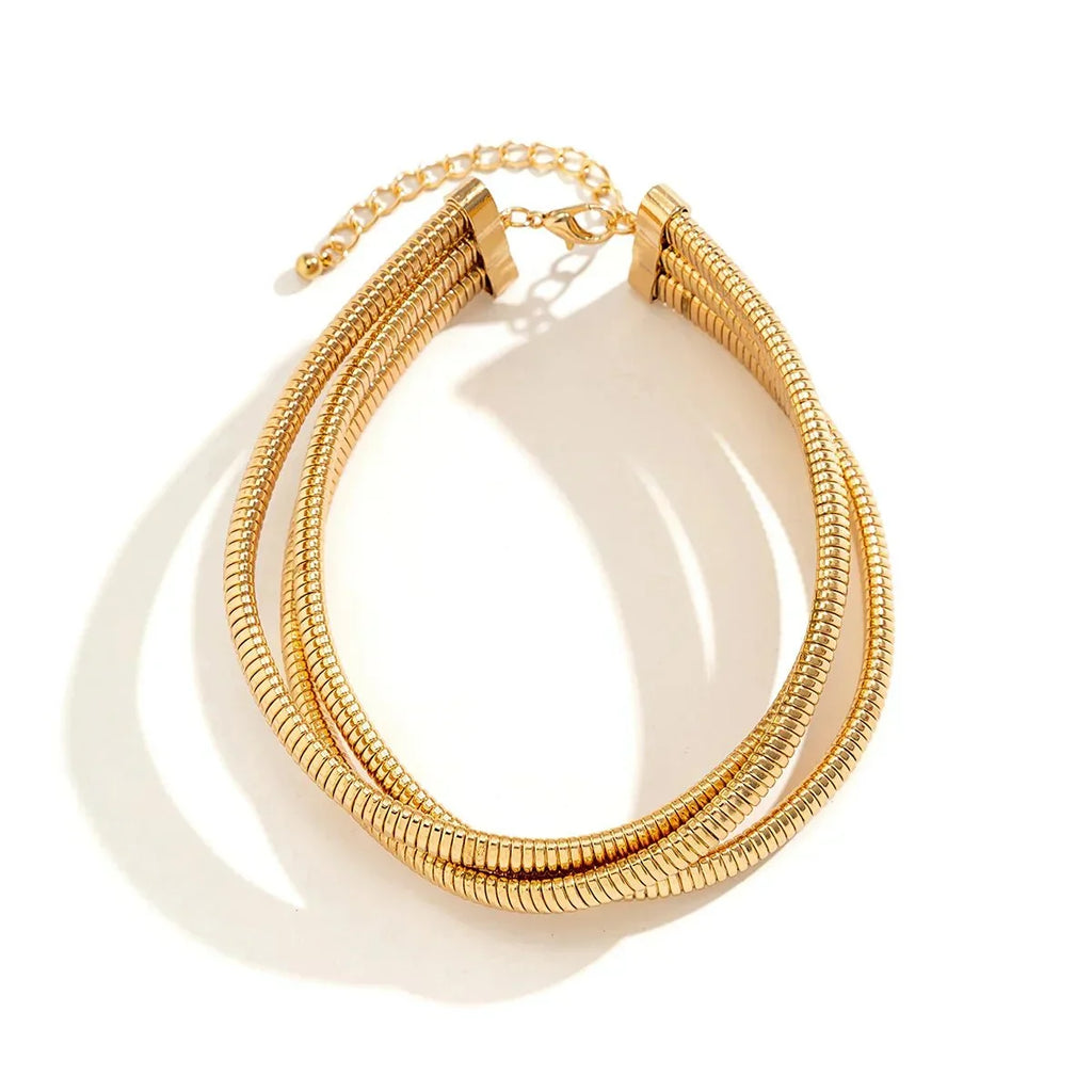 Triple-Layer Chunky Chain Choker Necklace, 30+7cm