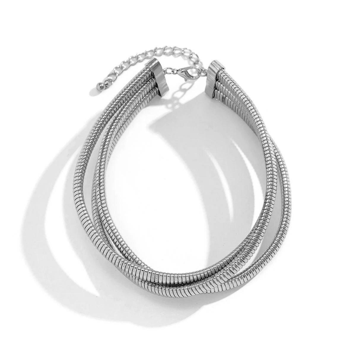 Triple-Layer Chunky Chain Choker Necklace, 30+7cm