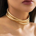 Triple-Layer Chunky Chain Choker Necklace, 30+7cm