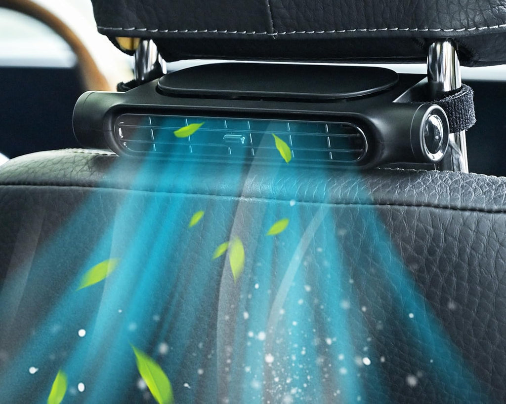 Two-Pack 3-Speed USB Car Cooling Fans with Headrest Mount