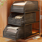 Two-Tier Sliding Wire Mesh Closet Drawer Organiser, 39 x 23 x 32 cm