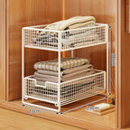 Two-Tier Sliding Wire Mesh Closet Drawer Organiser, 39 x 23 x 32 cm