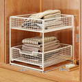 Two-Tier Sliding Wire Mesh Closet Drawer Organiser, 39 x 23 x 32 cm