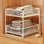 Two-Tier Sliding Wire Mesh Closet Drawer Organiser, 39 x 23 x 32 cm