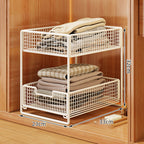 Two-Tier Sliding Wire Mesh Closet Drawer Organiser, 39 x 23 x 32 cm